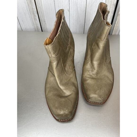 Latigo Panama Ankle Boots Size 8.5 Green Leather Slip On Block Heel - Picture 3 of 6